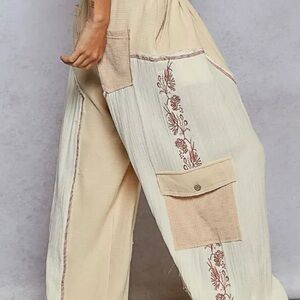 POL Beige and Brown Cargo Joggers Large
